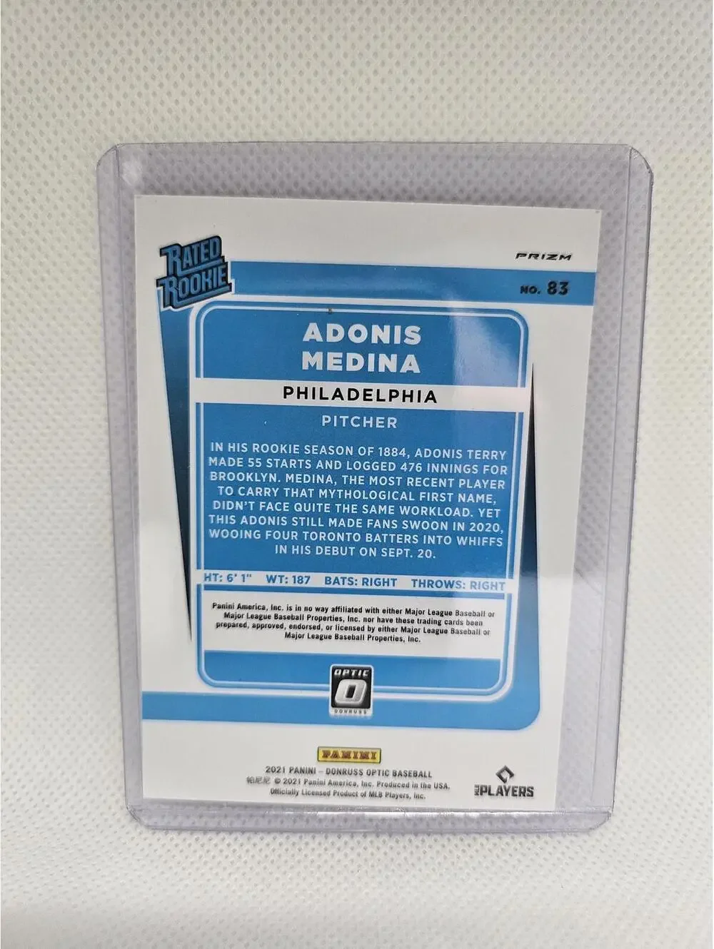 Adonis Medina (RC) Pink PRIZM - 2021 Panini OPTIC - #83 - Phillies - RAW Mint